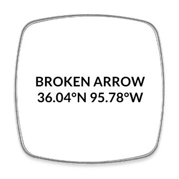 Broken Arrow Oklahoma USA Koordinaten - Viereckiger Kühlschrankmagnet - Weiß - Vorne