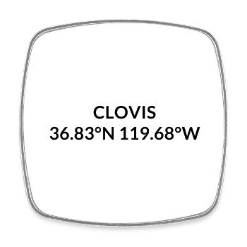 Coordonnées Clovis Californie États-Unis - Magnet carré - blanc - Devant
