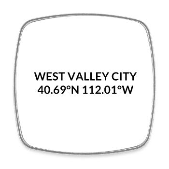 West Valley City, Utah, USA Coordinates - Square fridge magnet - white - Front