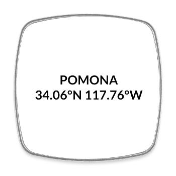Pomona California USA Coordinates - Square fridge magnet - white - Front