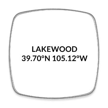 Lakewood, Colorado, USA Coordinates - Square fridge magnet - white - Front