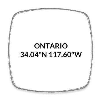Ontario, California, USA Coordinates - Square fridge magnet - white - Front