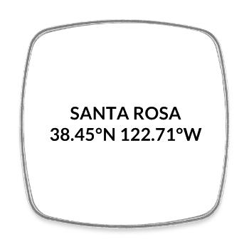 Santa Rosa, California, United States Coordinates - Square fridge magnet - white - Front