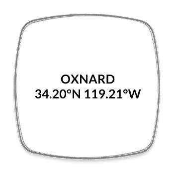 Oxnard California USA Coordinates - Square fridge magnet - white - Front