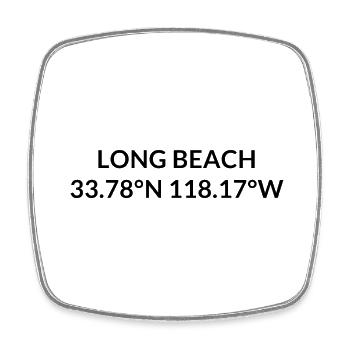 Long Beach California USA Koordinaten - Viereckiger Kühlschrankmagnet - Weiß - Vorne