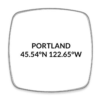 Portland Oregon USA Koordinaten - Viereckiger Kühlschrankmagnet - Weiß - Vorne