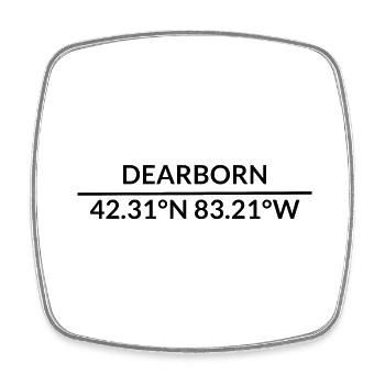 Dearborn Michigan USA Koordinaten - Viereckiger Kühlschrankmagnet - Weiß - Vorne