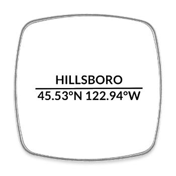 Hillsboro Oregon USA Koordinaten - Viereckiger Kühlschrankmagnet - Weiß - Vorne