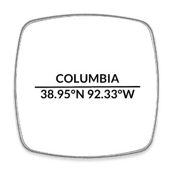 Columbia, Missouri, USA Coordinates - Square fridge magnet - white - Front