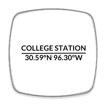 College Station Texas USA Koordinaten - Viereckiger Kühlschrankmagnet - Weiß - Vorne