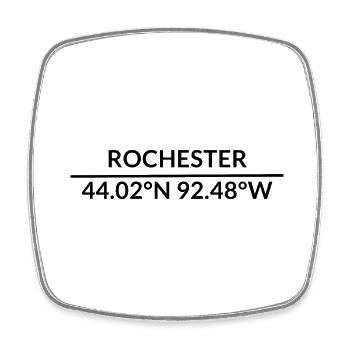 Rochester Minnesota USA Koordinaten - Viereckiger Kühlschrankmagnet - Weiß - Vorne