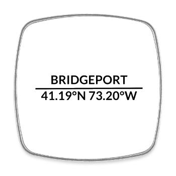 Coordonnées de Bridgeport, Connecticut, États-Unis - Magnet carré - blanc - Devant