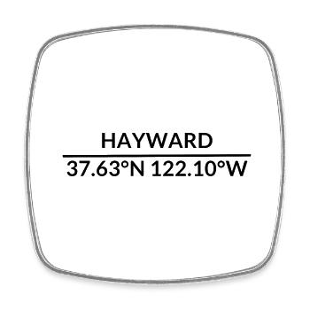 Hayward, California, United States Coordinates - Square fridge magnet - white - Front