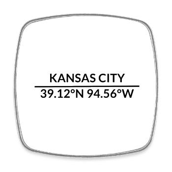 Kansas City Missouri USA Koordinaten - Viereckiger Kühlschrankmagnet - Weiß - Vorne