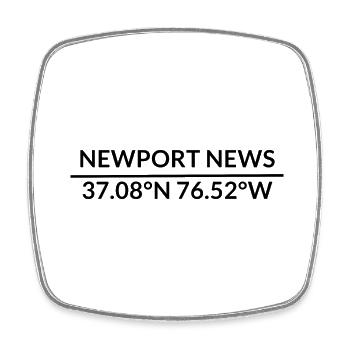 Newport News Virginia USA Koordinaten - Viereckiger Kühlschrankmagnet - Weiß - Vorne