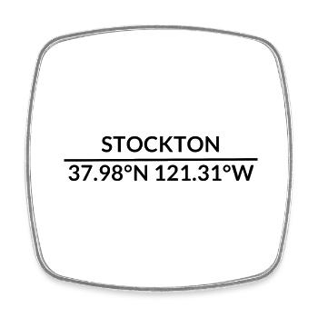 Stockton, California, United States Coordinates - Square fridge magnet - white - Front