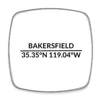 Bakersfield, California, United States Coordinates - Square fridge magnet - white - Front