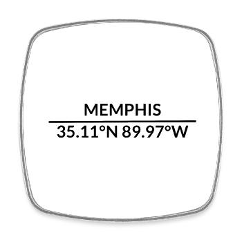 Memphis Tennessee USA Koordinaten - Viereckiger Kühlschrankmagnet - Weiß - Vorne