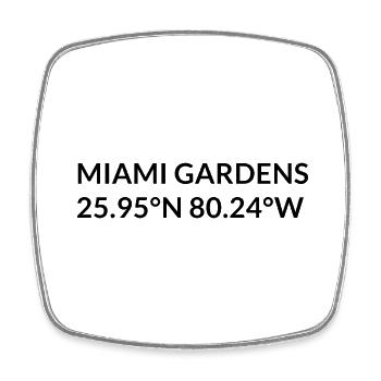 Miami Gardens, Floride, États-Unis Coordonnées - Magnet carré - blanc - Devant