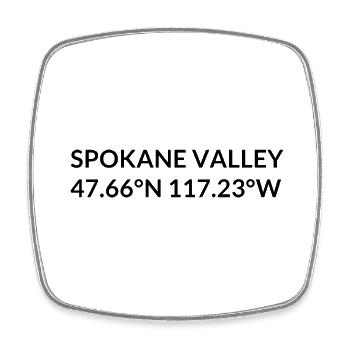 Spokane Valley, Washington, USA Coordinates - Square fridge magnet - white - Front