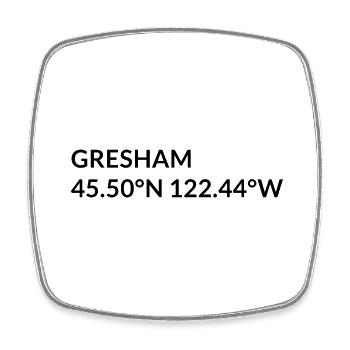 Gresham Oregon USA Koordinaten - Viereckiger Kühlschrankmagnet - Weiß - Vorne