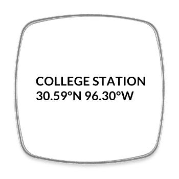 College Station Texas USA Koordinaten - Viereckiger Kühlschrankmagnet - Weiß - Vorne