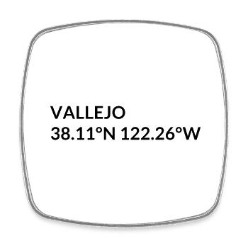 Vallejo, California, United States Coordinates - Square fridge magnet - white - Front