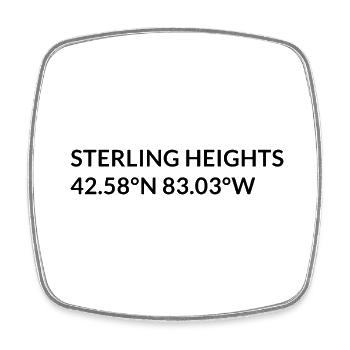 Sterling Heights, Michigan, USA Coordinates - Square fridge magnet - white - Front