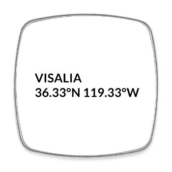 Coordonnées de Visalia, Californie, États-Unis - Magnet carré - blanc - Devant