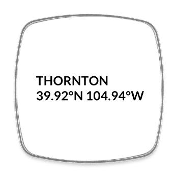 Thornton Colorado USA Koordinaten - Viereckiger Kühlschrankmagnet - Weiß - Vorne