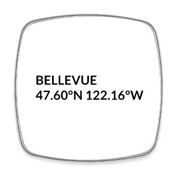 Bellevue, Washington, United States Coordinates - Square fridge magnet - white - Front