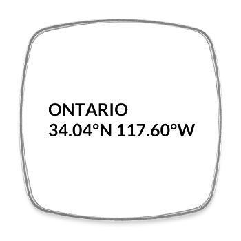Ontario, California, USA Coordinates - Square fridge magnet - white - Front