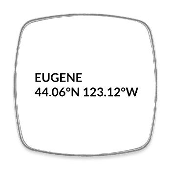 Eugene Oregon USA Koordinaten - Viereckiger Kühlschrankmagnet - Weiß - Vorne