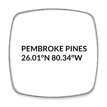 Pembroke Pines, Florida, USA Coordinates - Square fridge magnet - white - Front