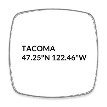 Tacoma Washington USA Koordinaten - Viereckiger Kühlschrankmagnet - Weiß - Vorne