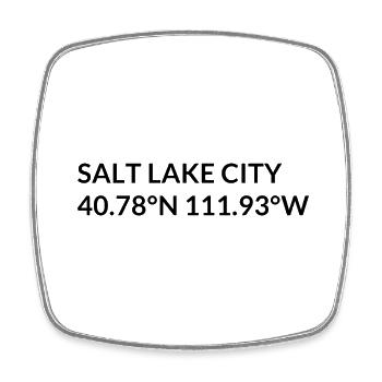 Salt Lake City, Utah, USA Coordinates - Square fridge magnet - white - Front