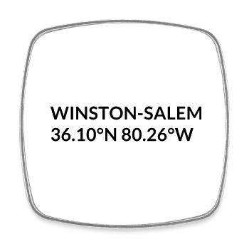 Coordonnées Winston-Salem, Caroline du Nord, États-Unis - Magnet carré - blanc - Devant