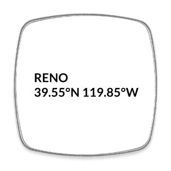 Reno Nevada USA Koordinaten - Viereckiger Kühlschrankmagnet - Weiß - Vorne