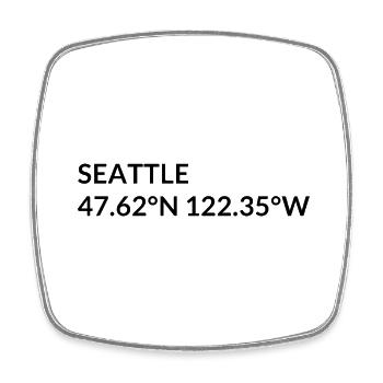 Seattle Washington USA Koordinaten - Viereckiger Kühlschrankmagnet - Weiß - Vorne
