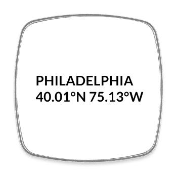 Philadelphia Pennsylvania USA Koordinaten - Viereckiger Kühlschrankmagnet - Weiß - Vorne