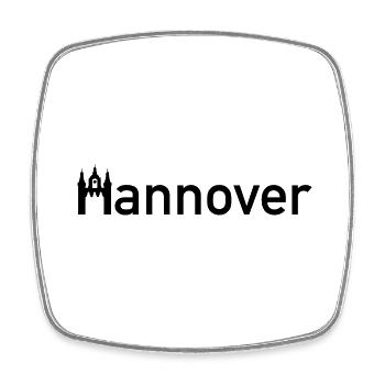 Hannover Ortsschild Skyline mit Neuem Rathaus - Viereckiger Kühlschrankmagnet - Weiß - Vorne