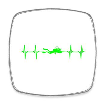 Heartbeat Diving Mask - Square fridge magnet - white - Front