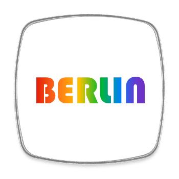 Berliner Regenbogen Text - Viereckiger Kühlschrankmagnet - Weiß - Vorne