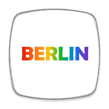 Berliner Regenbogen Text - Viereckiger Kühlschrankmagnet - Weiß - Vorne