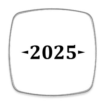 2025 - Viereckiger Kühlschrankmagnet - Weiß - Vorne