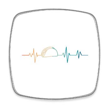 Heartbeat retro tacos - Square fridge magnet - white - Front
