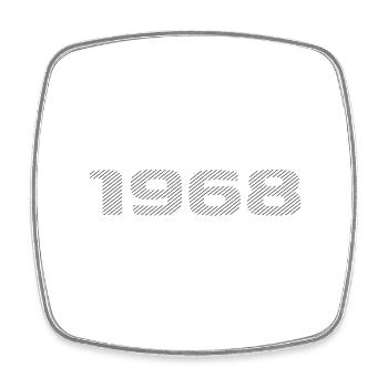 Born 1968 Retro Stripe Modern Birthday Design - Square fridge magnet - white - Front