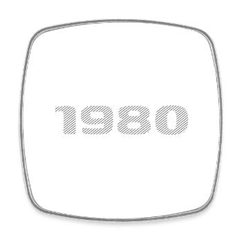 Geboren 1980 Retro Stripe Modernes Geburtstagsdesign - Viereckiger Kühlschrankmagnet - Weiß - Vorne