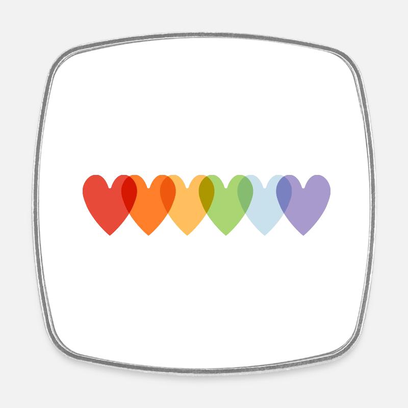 Rainbow Hearts Pride - Square fridge magnet - white