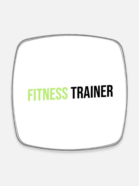 fitness trainer green black - Square fridge magnet - white